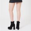 imageAOSPHIRAYLIAN Ankle Boots for Women Lace Up Round Toe Winter Platform Chunky Block High Heel Punk Combat Boots