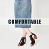 imageAOSPHIRAYLIAN Chunky Heeled Sandals for Women Open Round Toe Bohemian Cutout Heels Ankle Strap Pumps Summer Bridal Party Dress Shoes Gladiator Sandals for WomenBlack