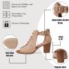 imageAOSPHIRAYLIAN Chunky Heeled Sandals for Women Open Round Toe Bohemian Cutout Heels Ankle Strap Pumps Summer Bridal Party Dress Shoes Gladiator Sandals for WomenApricot