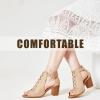 imageAOSPHIRAYLIAN Chunky Heeled Sandals for Women Open Round Toe Bohemian Cutout Heels Ankle Strap Pumps Summer Bridal Party Dress Shoes Gladiator Sandals for WomenApricot