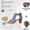 imageAOSPHIRAYLIAN Chunky Heeled Sandals for Women Open Round Toe Bohemian Cutout Heels Ankle Strap Pumps Summer Bridal Party Dress Shoes Gladiator Sandals for WomenGrey