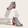 imageAOSPHIRAYLIAN Chunky Heeled Sandals for Women Open Round Toe Bohemian Cutout Heels Ankle Strap Pumps Summer Bridal Party Dress Shoes Gladiator Sandals for WomenGrey