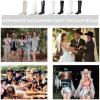imageAOSPHIRAYLIAN Cowboy Boots for Women Chunky Block Heel Pull on Retro Round Toe Knee High Wide Calf Western Embroidery Mid Calf White Cowgirl Boots