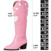 imageAOSPHIRAYLIAN Cowgirl Boots For Women Cute Heart Shape Cowboy Boots Fashion Womens Western Boots Pointed Toe Ladies Shoes Pull On Comfy Chunky Knee High BootsPink