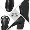 imageAOSPHIRAYLIAN Cowgirl Boots For Women Cute Heart Shape Cowboy Boots Fashion Womens Western Boots Pointed Toe Ladies Shoes Pull On Comfy Chunky Knee High BootsBlack