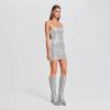 imageAOSPHIRAYLIAN Knee High Boots Women Snake Faux Crocodile Boots Long Tall Boots Pointed Toe Chunky High Heel Boots with Zipper Block Heel Fashion Dress Boots Pull On Size 610Silver