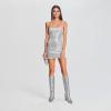 imageAOSPHIRAYLIAN Knee High Boots Women Snake Faux Crocodile Boots Long Tall Boots Pointed Toe Chunky High Heel Boots with Zipper Block Heel Fashion Dress Boots Pull On Size 610Silver
