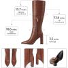 imageAOSPHIRAYLIAN Knee High Boots Women Snake Faux Crocodile Boots Long Tall Boots Pointed Toe Chunky High Heel Boots with Zipper Block Heel Fashion Dress Boots Pull On Size 610Brown