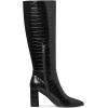 imageAOSPHIRAYLIAN Knee High Boots Women Snake Faux Crocodile Boots Long Tall Boots Pointed Toe Chunky High Heel Boots with Zipper Block Heel Fashion Dress Boots Pull On Size 610Black