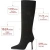 imageAOSPHIRAYLIAN Knee High Boots Women Tall Long High Boots Fashion Square Toe Knee Boots Side Zipper Trendy Dress Heeled Boots for WomenBlacksuede