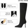 imageAOSPHIRAYLIAN Knee High Boots Women Tall Long High Boots Fashion Square Toe Knee Boots Side Zipper Trendy Dress Heeled Boots for WomenBlacksuede