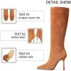 imageAOSPHIRAYLIAN Knee High Boots Women Tall Long High Boots Fashion Square Toe Knee Boots Side Zipper Trendy Dress Heeled Boots for WomenBrownsuede