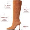 imageAOSPHIRAYLIAN Knee High Boots Women Tall Long High Boots Fashion Square Toe Knee Boots Side Zipper Trendy Dress Heeled Boots for WomenBrownsuede