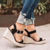 imageAOSPHIRAYLIAN Wedge Sandals for Women Dressy Summer Open Toe High Heel Ankle Strappy Platform Espadrilles Wedding Comfortable ShoesBlackgz