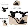 imageAOSPHIRAYLIAN Wedge Sandals for Women Dressy Summer Open Toe High Heel Ankle Strappy Platform Espadrilles Wedding Comfortable ShoesBlackgz