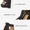 imageAOSPHIRAYLIAN Wedge Sandals for Women Open Toe Cutout Platform Bohemian Sandals High Heel Buckle Ankle Strap Comfy Summer SandalsBlack