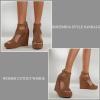 imageAOSPHIRAYLIAN Wedge Sandals for Women Open Toe Cutout Platform Bohemian Sandals High Heel Buckle Ankle Strap Comfy Summer SandalsBrown