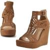 imageAOSPHIRAYLIAN Wedge Sandals for Women Open Toe Cutout Platform Bohemian Sandals High Heel Buckle Ankle Strap Comfy Summer SandalsBrown