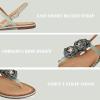 imageAOSPHIRAYLIAN Women Flat Sandals Green Rose Open Toe Casual Thongs Summer Beach Party Dress Wedding Shoes Flip FlopGreen