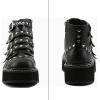 imageAOSPHIRAYLIAN Womens Ankle Boots Lace Up Zipper Punk Mid Heel Platform Gothic Combat Wedge Studded Boots