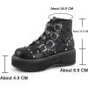 imageAOSPHIRAYLIAN Womens Ankle Boots Lace Up Zipper Punk Mid Heel Platform Gothic Combat Wedge Studded Boots