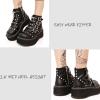 imageAOSPHIRAYLIAN Womens Ankle Boots Lace Up Zipper Punk Mid Heel Platform Gothic Combat Wedge Studded Boots