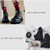 imageAOSPHIRAYLIAN Womens Ankle Boots Lace Up Zipper Punk Mid Heel Platform Gothic Combat Wedge Studded Boots