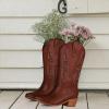 imageAOSPHIRAYLIAN Womens Embroidered Cowboy Boots Mid Calf Pull On Pointed Toe Chunky Heels Red BootsBrown