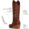 imageAOSPHIRAYLIAN Womens Embroidered Cowboy Boots Mid Calf Pull On Pointed Toe Chunky Heels Red BootsBrown