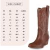 imageAOSPHIRAYLIAN Womens Embroidered Cowboy Boots Mid Calf Pull On Pointed Toe Chunky Heels Red BootsDark Brown