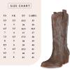 imageAOSPHIRAYLIAN Womens Embroidered Cowboy Boots Mid Calf Pull On Pointed Toe Chunky Heels Red BootsKhaki