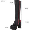 imageAOSPHIRAYLIAN Womens Go Go Boots Block Heel Zipper Sweet Heart Platform Knee High Boots5black Red Pu