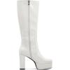 imageAOSPHIRAYLIAN Womens Knee High Boots Round Toe Side Zipper Chunky High Heel Go Go Platform Boots5white Patentfba