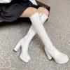 imageAOSPHIRAYLIAN Womens Knee High Boots Round Toe Side Zipper Sweet Heart Chunky High Heel Go Go Platform Boots