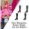 imageAOSPHIRAYLIAN Womens Knee High Boots Round Toe Side Zipper Sweet Heart Chunky High Heel Go Go Platform Boots