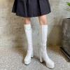 imageAOSPHIRAYLIAN Womens Knee High Boots Round Toe Side Zipper Sweet Heart Chunky High Heel Go Go Platform Boots