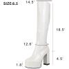 imageAOSPHIRAYLIAN Womens Knee High Boots Round Toe Side Zipper Sweet Heart Chunky High Heel Go Go Platform Boots