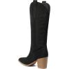 imageAOSPHIRAYLIAN Womens Knee High Boots for Women Pointed Toe Cowboy Cowgirl Boots with Embroidery Pull On Chunky Block High Heel Western BootsBlacksuede