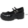 imageAOSPHIRAYLIAN Womens Mary Janes Shoes Round Toe Platform Ankle Strap Chunky Heel Black Uniform Dress Shoes