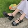 imageAOSPHIRAYLIAN Womens Mary Janes Shoes Round Toe Platform Ankle Strap Chunky Heel Black Uniform Dress Shoes