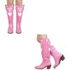 imageAOSPHIRAYLIAN Womens Mid Calf Boots Chunky Heel Cute Heart Cowgirl Cowboy Colorful Western Cosplay Party Boots
