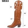 imageAOSPHIRAYLIAN Womens Mid Calf Boots Chunky Heel Cute Heart Cowgirl Cowboy Colorful Western Party Pink Boots