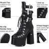 imageAOSPHIRAYLIAN Womens Mid Calf Boots Punk Platform Chunky High Heeled Motorcycle Combat Gothic Boots