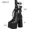 imageAOSPHIRAYLIAN Womens Mid Calf Boots Punk Platform Chunky High Heeled Motorcycle Combat Gothic Boots