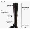 imageAOSPHIRAYLIAN Womens Over The Knee High Boots Chunky Heel Slip On Faux Leather Riding Surgical Stretch Thigh High BootsBlack