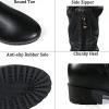 imageAOSPHIRAYLIAN Womens Thigh High Boots Round Toe Low Chunky Heel Flat Slip On Sexy PU Leather Surgical Stretch Riding Long Tall Over the Knee High Boots Black