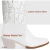 imageAOSPHIRAYLIAN Womens White Cowgirl Boots Wide Calf Short Cowboy Boots Pull On Round Toe Embroidered Chunky Western Party Dress Boots Ladies Size 8