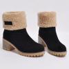 imageAOSPHIRAYLIAN Womens Winter Fur Lined Snow Boots for Women Mid Calf Round Toe Chunky Heel Resistant Warm Ankle Boots Comfy Suede Booties Pull On Shoes for WomenBlack