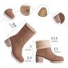 imageAOSPHIRAYLIAN Womens Winter Fur Lined Snow Boots for Women Mid Calf Round Toe Chunky Heel Resistant Warm Ankle Boots Comfy Suede Booties Pull On Shoes for WomenKhaki