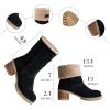 imageAOSPHIRAYLIAN Womens Winter Fur Lined Snow Boots for Women Mid Calf Round Toe Chunky Heel Resistant Warm Ankle Boots Comfy Suede Booties Pull On Shoes for WomenBlack
